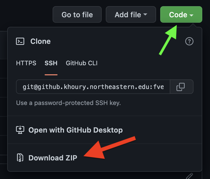 Code button and Downloading a ZIP from Github
